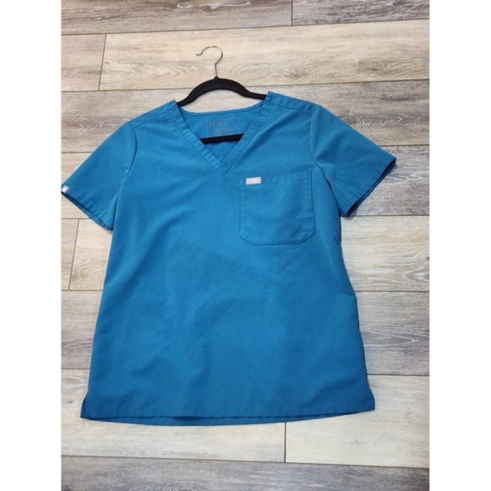 FIGS Pacific Blue  V-Neck Medical Scrub Top Size Small